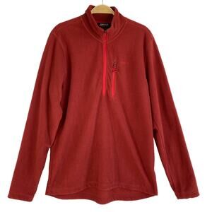 Orvis Waffle Knit 1/4 Zip Thermal Fleece Sweatshirt Men M Rust Orange Mock Neck